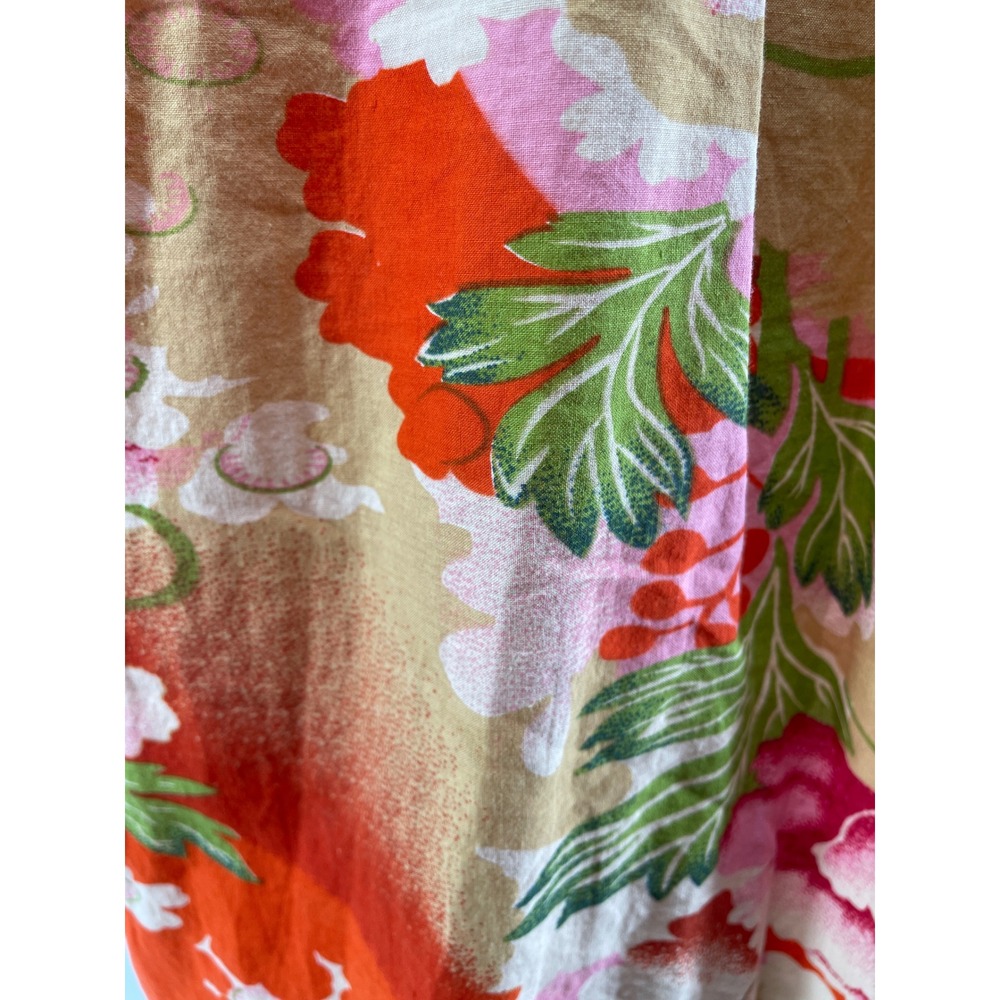 Pixie‎ Floral Dress Womens Medium Orange Pink Beaded Cotton Boho Artsy Tropical - Picture 6 of 9